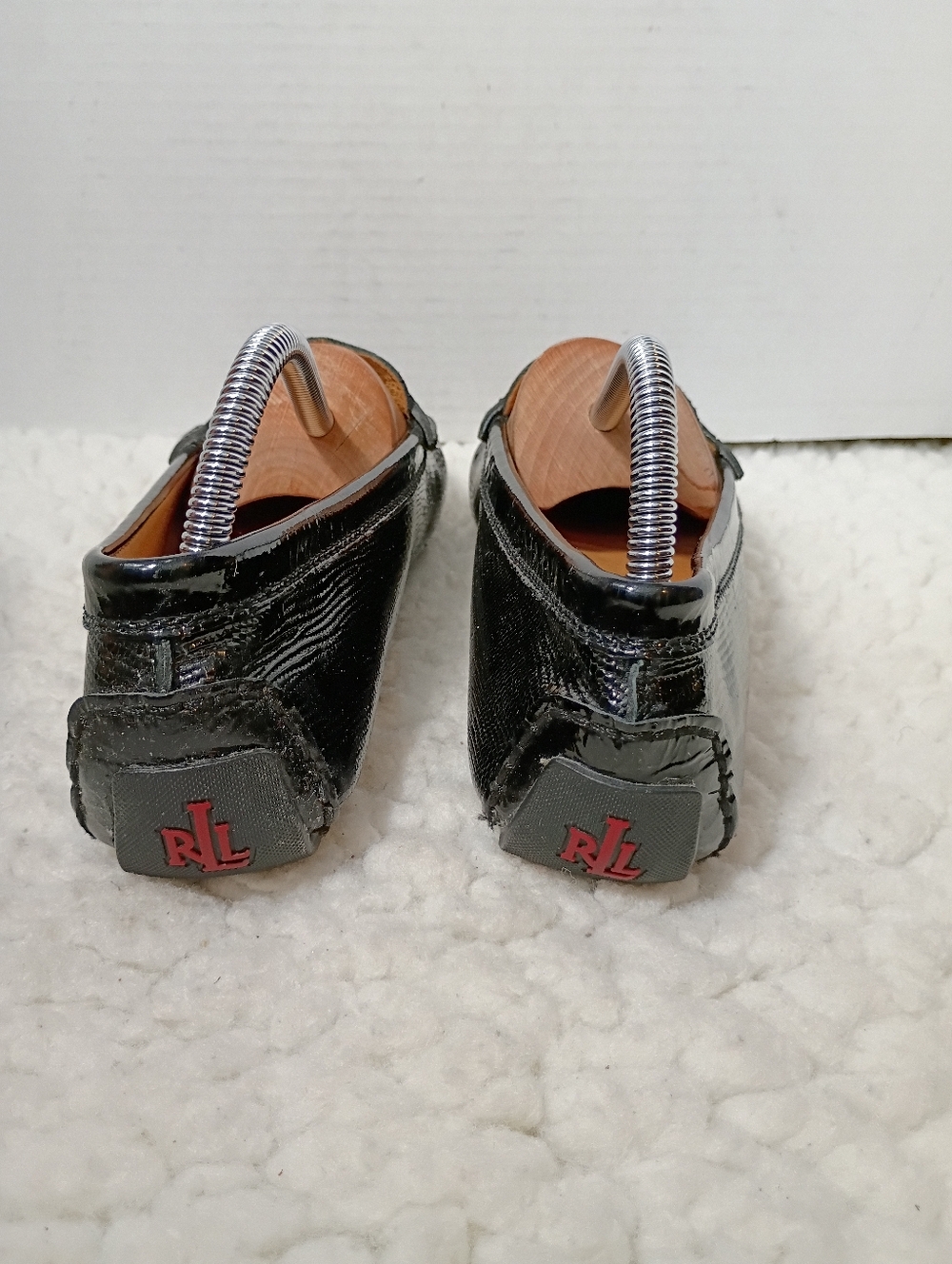 Ralph Lauren Camila Driving Loafers Black Patent Embossed Leather Mens 9 RL - Picture 4 of 12